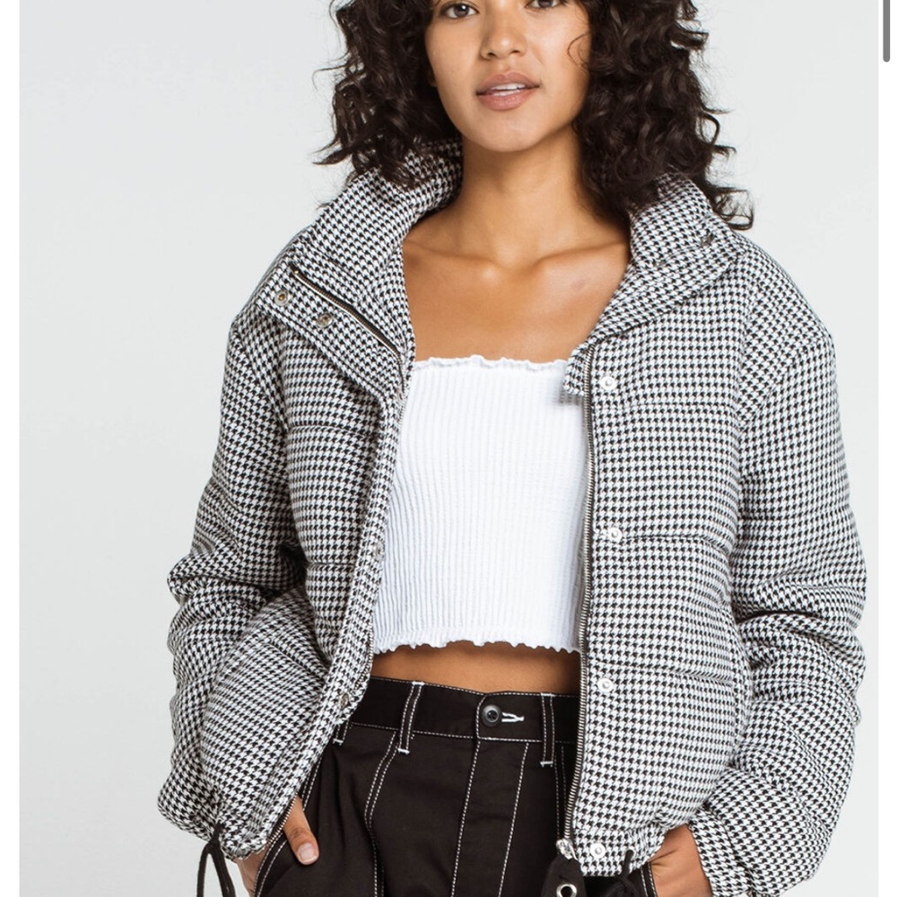 houndstooth puffer jacket